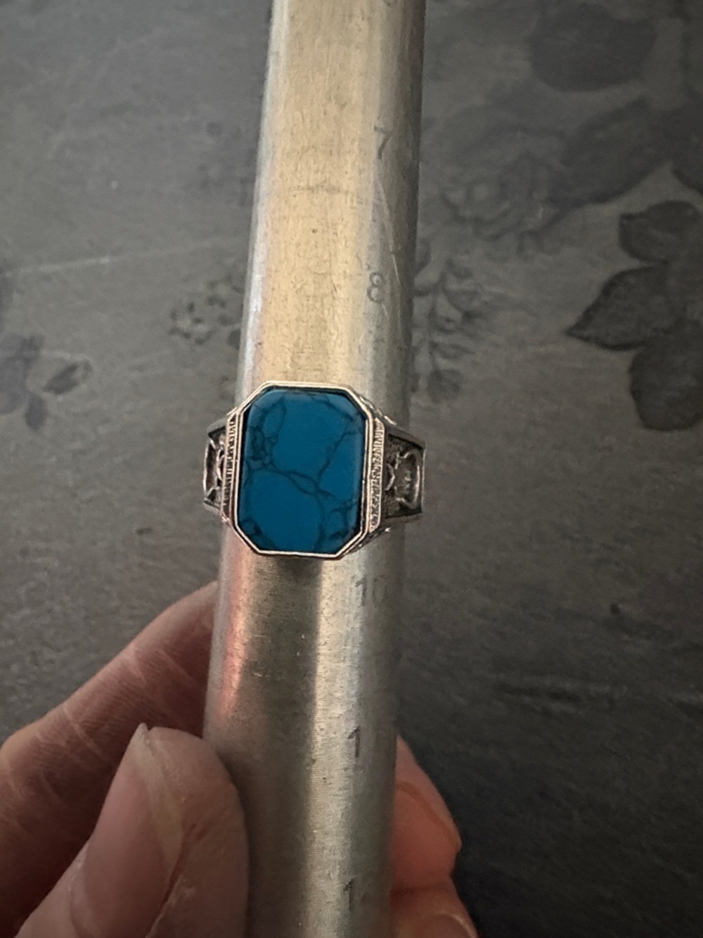 WOMEN'S MEN'S TURQUOISE .925 STERLING SILVER MOON STAR SIDE DESIGN SIZE 9 RING - Picture 4 of 12